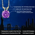 thumbnail image 2 of Gem Stone King 14K Yellow Gold Purple Zirconia Pendant Necklace for Women | 1.50 Cttw | Gemstone Birthstone | Round 6MM | With 18 inch Chain, 2 of 6