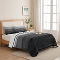 thumbnail image 5 of Full Quilt Set 78''x90'', Black Grey Ombre Lightweight Summer Bedspread Coverlet Set with 2 Pillow Shams, Farmhouse Vintage Wooden Striped Breathable All Season Quilt Bedding for Bedroom/Guest Room, 5 of 9