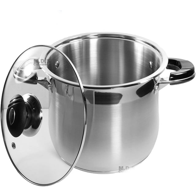 Marmite de 20 Qt en Acier Inoxydable, Fond Super à Double Capsule avec Couvercle en Verre