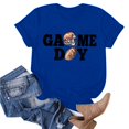 thumbnail image 4 of TSADFHJI Chandails en Molleton Femmes Grande Taille T-Shirt à Manches Courtes Col Rond Imprimé Lettre Rugby TG Bleu, 4 of 5