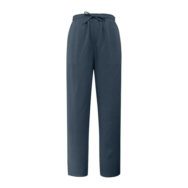 Pantalones cortos de lino de cintura alta y pierna ancha para mujer: pantalones boho palazzo informales para la playa, poliéster, cintura elástica, tallas S-XXXXXL.