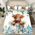 thumbnail image 2 of Manfei Cartoon Highland Cow Twin Sheet Sets 3pcs, Thanksgiving Pumpkin Twin Fitted Sheet, Farmhouse Animal Flat Sheet, Super Cozy Room Decor, 2 of 7