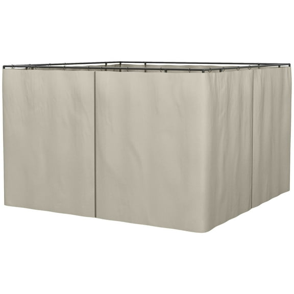 Outsunny 10' X 10' Universal Gazebo Sidewall Set with Panels,Hooks and C-Rings Included for Pergolas and Cabanas,Beige,Beige Polyester Garden Outdoor Canopies Gazebos Umbrellas Shades