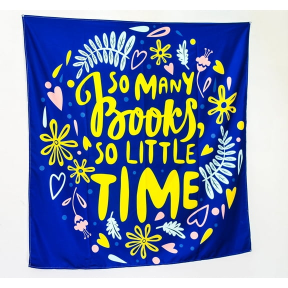Birdy Boutique “So Many Books So Little Time” Tapestry – 48" x 48" Literacy Wall Art