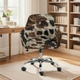 thumbnail image 2 of Whosucclay Brown Cow Print Curved Back Chair Cover Soft Dining Chair Cover Non-Slip Swivel Armchair Cover Protector Easy to Clean Office Desk Chair Sliopcover for Living Room, 2 of 7