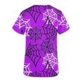 thumbnail image 4 of Up to 65 off!Lolmot Halloween Scrubs Women V-neck Graphic Tees Workwear Spider Web Print Working Uniform Short Sleeve T Shirts Medical Nursing Scrub Tops with Pockets, 4 of 4