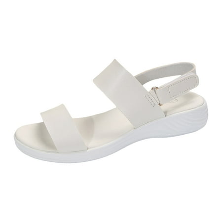 

Mnyotv Summer Sandal Foam Sandals for Women Ladies Summer Casual Soft Leather Candy Colour Beach Outwear Slope Heel Big Size Sandals White 41