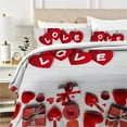 thumbnail image 3 of Valentine's Day Bed Gift Tulip Rose Chocolate Balloon Printed Comforter Cover Set for Woman Romantic Bed Set, 3 of 6