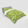 thumbnail image 3 of Flower Duvet Cover Set, Pile of Chrysanthemum Flowers Cut Plucked Foliage Scattered on Abstract Background, Bedding Set with Shams and Fitted Sheet, 3 Sizes, by Ambesonne, 3 of 3