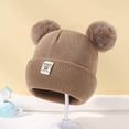 thumbnail image 6 of NOEGOEU Baby Beanie Toddler Infant Winter Knitted Hats Kids Soft Warm Pom Pom Cap for Boys Girls (Khaki,0-36 Months), 6 of 7