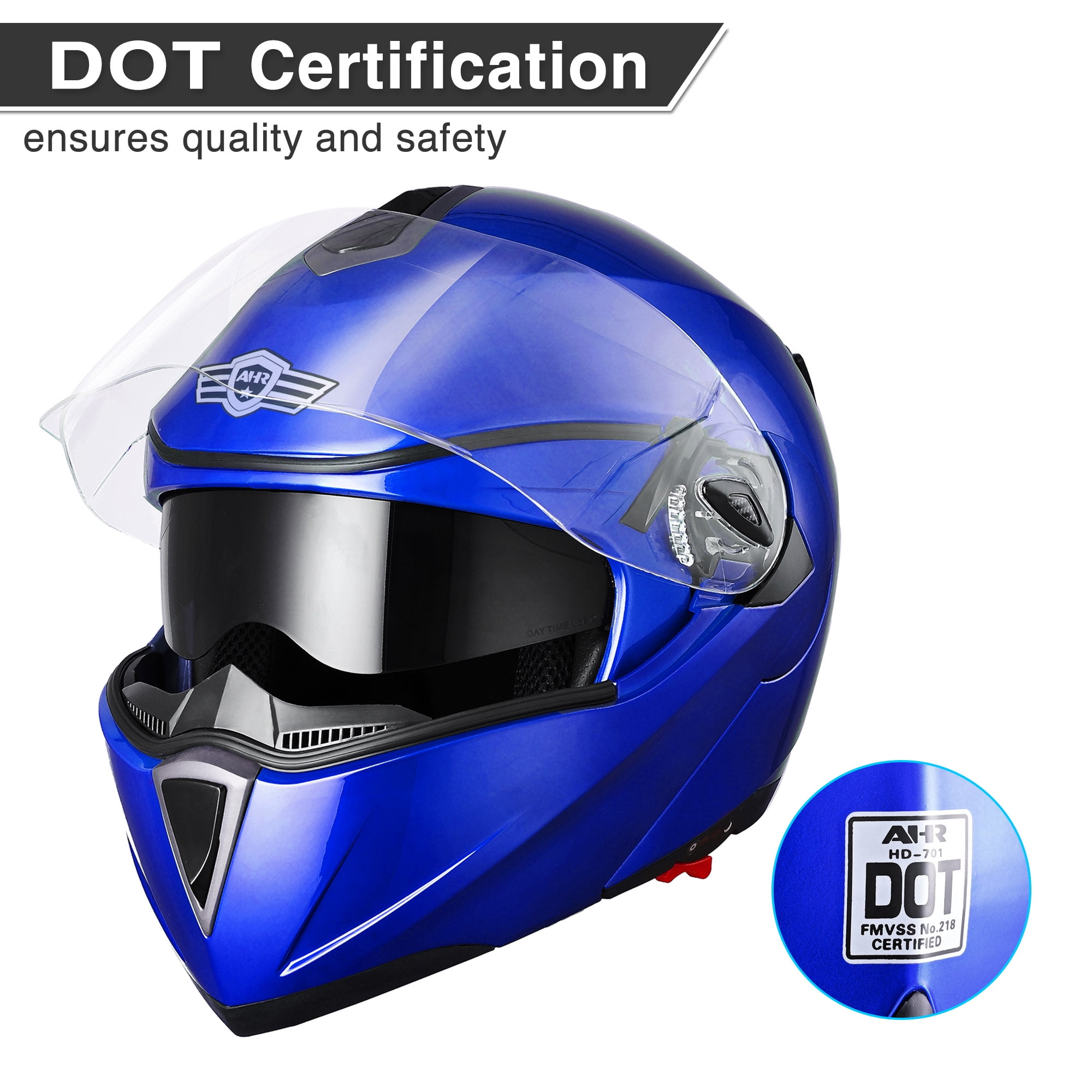 AHR RUN-F Full Face Dual Visors Motorcycle Helmet with Bluetooth Headset  DOT 