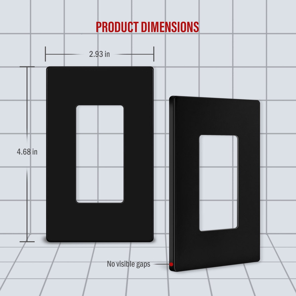 ENERLITES Screwless Decorator Wall Plate Child Safe Outlet Cover, Size 1-Gang 4.68" H x 2.93” L, Unbreakable Polycarbonate Thermoplastic, SI8831-BK, Glossy, Black