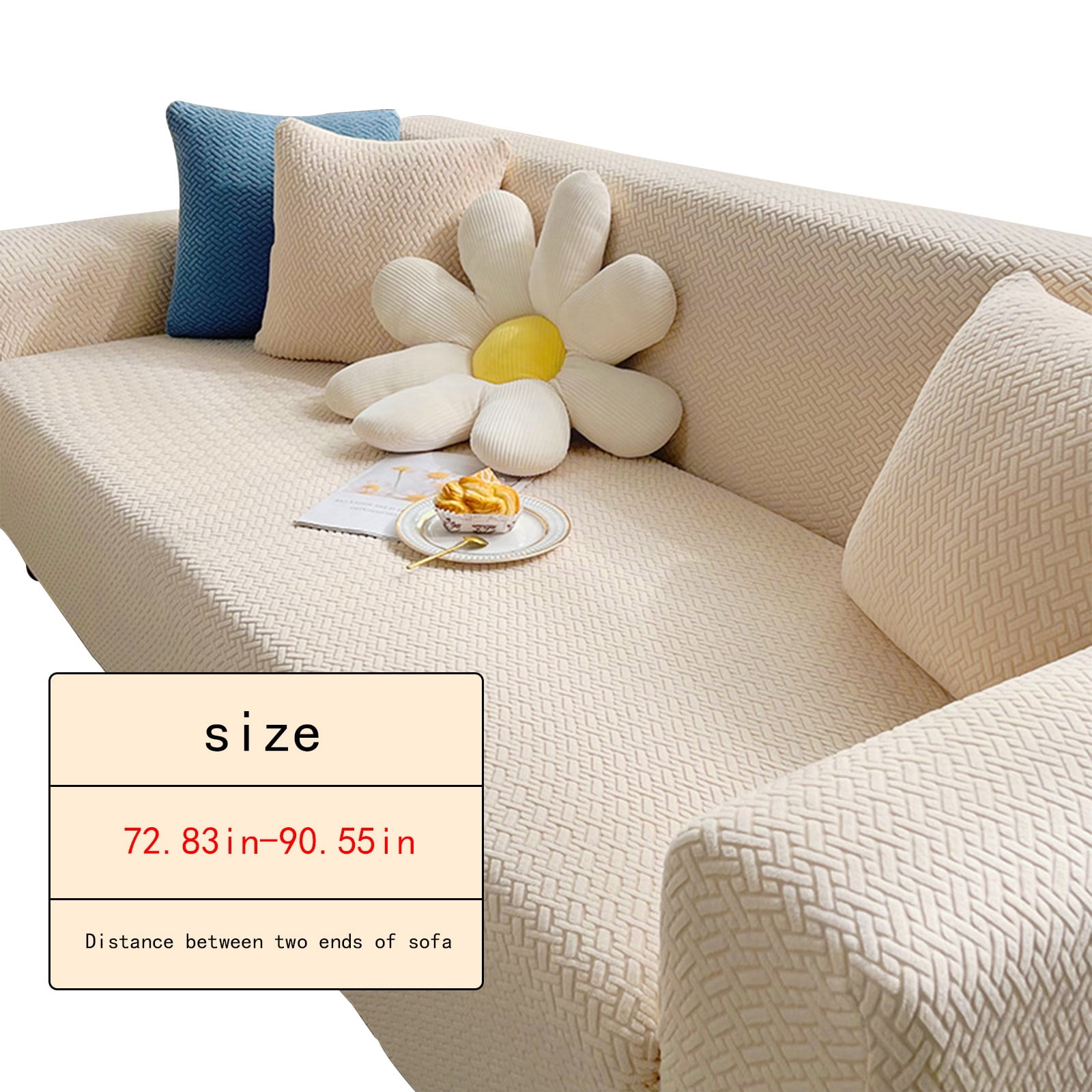 Yhmxh Super Stretch Sofa Slipcover – Spandex Non Slip Soft Couch Sofa Cover, Sofa Fabric Furniture Cover, High Stretch Sofa Cover Pet Dog Friendly Non-slip, Oversized Elastic Furniture Cover (Beige-L)