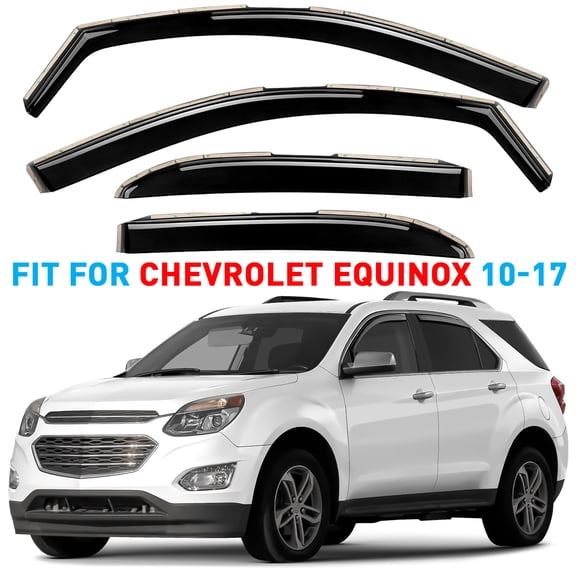 GrandWheel Co Window Deflectors Smoke Tinted In-channel Side Window Vent Visor Deflectors Rain Guards Compatible with Chevrolet (Chevy) Equinox 2010-2017 - 4 pcs. GW0958