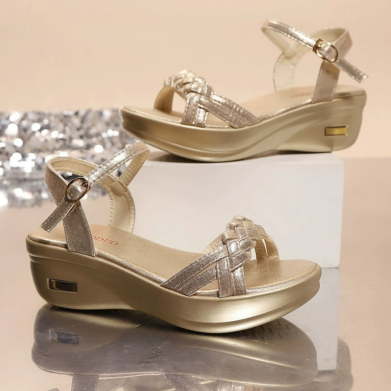 slim fit dress slacks Buy Women's Gold Wedge Heel Back Open Slip On Shoes Online