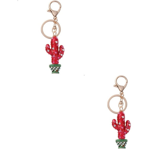 unbranded 2 pcs  Cactus Keychain Cactus Keyring Colorful Key Chain Charm Key Holder Ornament
