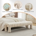 thumbnail image 6 of Zesthouse 63″ End of Bed Bench, Linen Tufted Upholstered Ottoman Bench with Padded Seat and Solid Wood Leg, Modern Entryway Bench for Bedroom, Living Room, Beige, 6 of 12