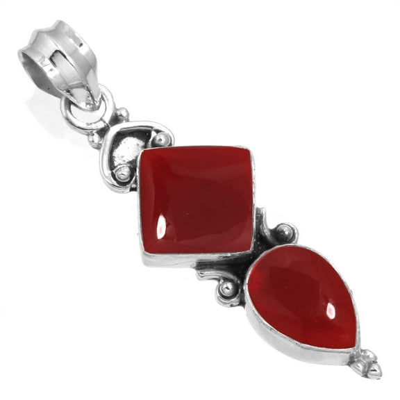 925 Sterling Silver Pendant For Necklace For Women Red Garnet Quartz Gemstone Silver Pendant January Birthstone Handmade Silver Pendant Friendship Day Gift For Wife 925 Silver Gemstone Jewelry