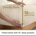 thumbnail image 6 of CRESCENT BEDDING Microfiber Double Brushed Sheet Set - Extra-Soft & Wrinkle-Free - 15" Deep Pockets- 3 PC Set (Twin XL, Damask Ivory Stripe), 6 of 6