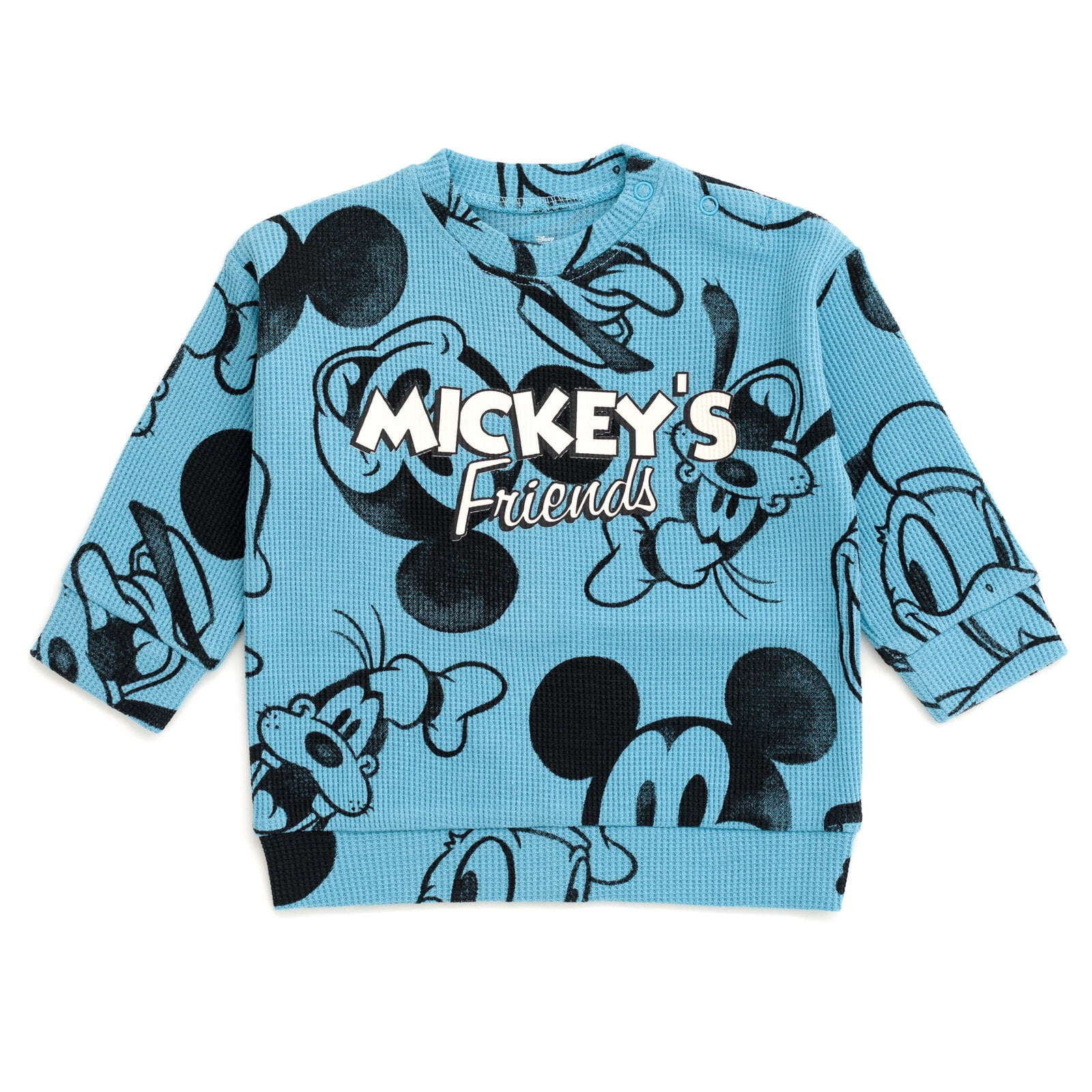 Disney Mickey Mouse Goofy Donald Duck Waffle Knit Drop Shoulder Sweatshirt and Jogger Pants Set Newborn to Toddler