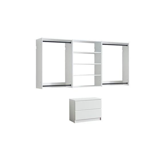 Klair Living Devi White Wall Mounted Walk in Wood Closet System