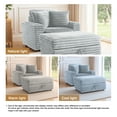 thumbnail image 6 of DREAMISDEA Oversized Accent Chair with Storage Ottoman & Cup Holder, Faux Fur Upholstered Sofa Bed Indoor Chaise Lounge Chair for Living Room, Comfy Large Arm Chair Reading Seat - Light Gray, 6 of 6