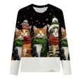 thumbnail image 4 of AGWOLF Christmas Plus Size Shirts for Women Cute Cat Print Long Sleeve Sweatshirts Xmas Lightweight Crewneck Tops Ugly Holiday Festive Pullover, 4 of 6