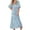 Sky Blue, variant on Boho Floral Dresses for Women Beach Sundresses Three Quarter Sleeve 2025 Casual Maxi Dress V-Neck Puff Short Sleeve Tiered Long Swing Dress Sky Blue