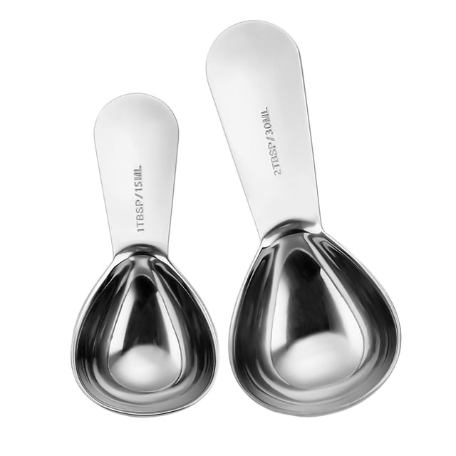 Juego de 2 cucharas medidoras de acero inoxidable Gloria para cocina 30 ml y 15 ml