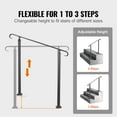 thumbnail image 5 of Favory Handrails for Outdoor Steps, Fit 1-3 Steps Outdoor Stair Railing, Adjustable Wrought Iron Handrail with Installation Kit, Transitional Hand Rails，Black39.4"/100 cm, 5 of 8