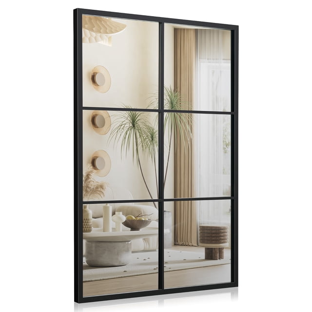 Costway Metal Wall Mirror Large Window Decorative Farmhouse Mirror Square 28" x 40"