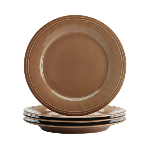 Rachael Ray Cucina 16-Piece Stoneware Dinnerware Set, Mushroom Brown