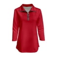 thumbnail image 6 of Women's 3/4 Sleeve V Neck Zippered Solid Collar Shirt Sweatshirt High Low Shirt 3x Glitter Shirt Shirts with Lace for Women Women's Tunic Blouses Long Tops for Leggings Low Back plus Tunic Oversized, 6 of 8