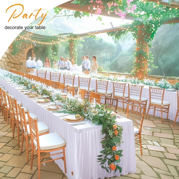 2 Packs White Polyester Table Clothes for 6 Foot Rectangle Tables