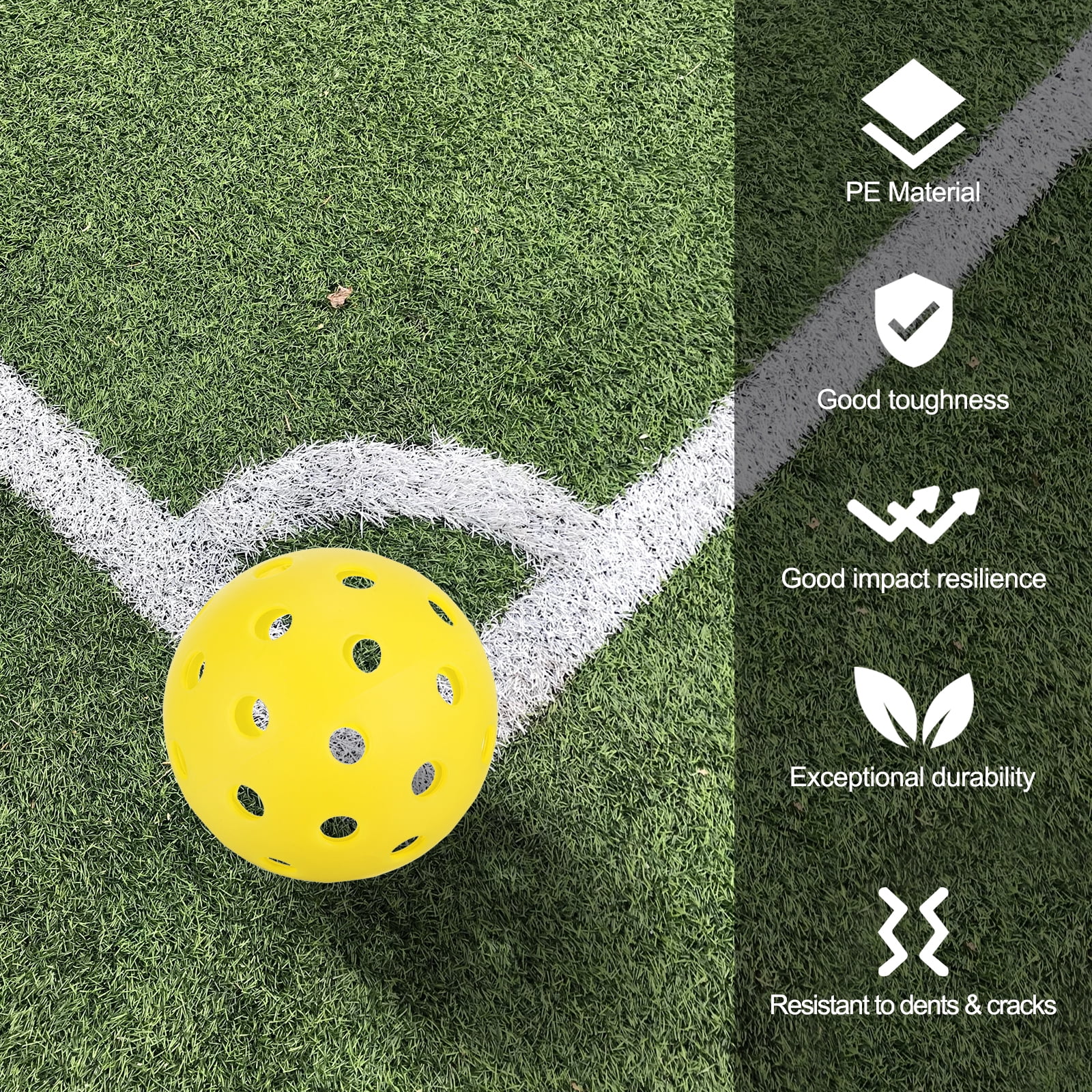 Unique Bargains Outdoor Pickleball Balls 40 Holes Pickleball Balls for Amateurs Sport Yellow