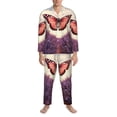 thumbnail image 3 of Balery Butterfly Over Lavender Pattern Pajama Sets for Men Long Sleeve 2 Piece Sleepwear Loungewear Sets Soft PJ's with Pockets Long Sleeve Comfy Pj Sets-Medium, 3 of 7