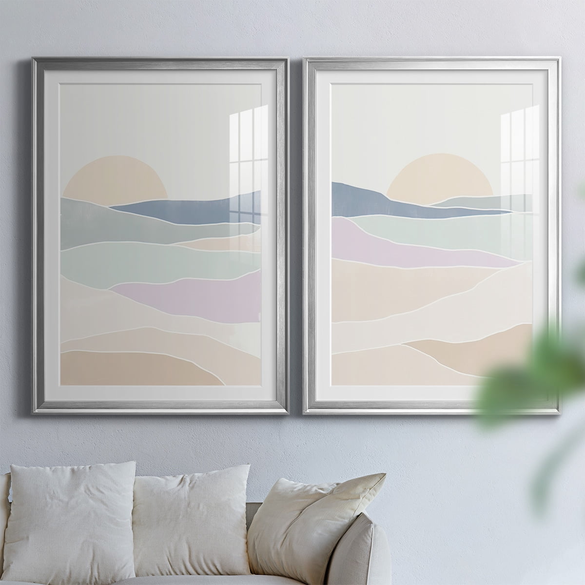 Wexford Home Wave Tableau I Premium Framed Print, 30.5" x 42.5" - Ready to Hang, Silver (Set of 2)