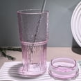 thumbnail image 5 of Vasos de vidrio con tapas y pajitas de vidrio, vaso de vidrio de borosilicato de 20 oz para café helado, agua y batidos, 5 of 5
