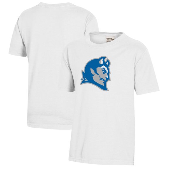 Youth White Central Connecticut State Blue Devils Logo Comfort Wash T-Shirt