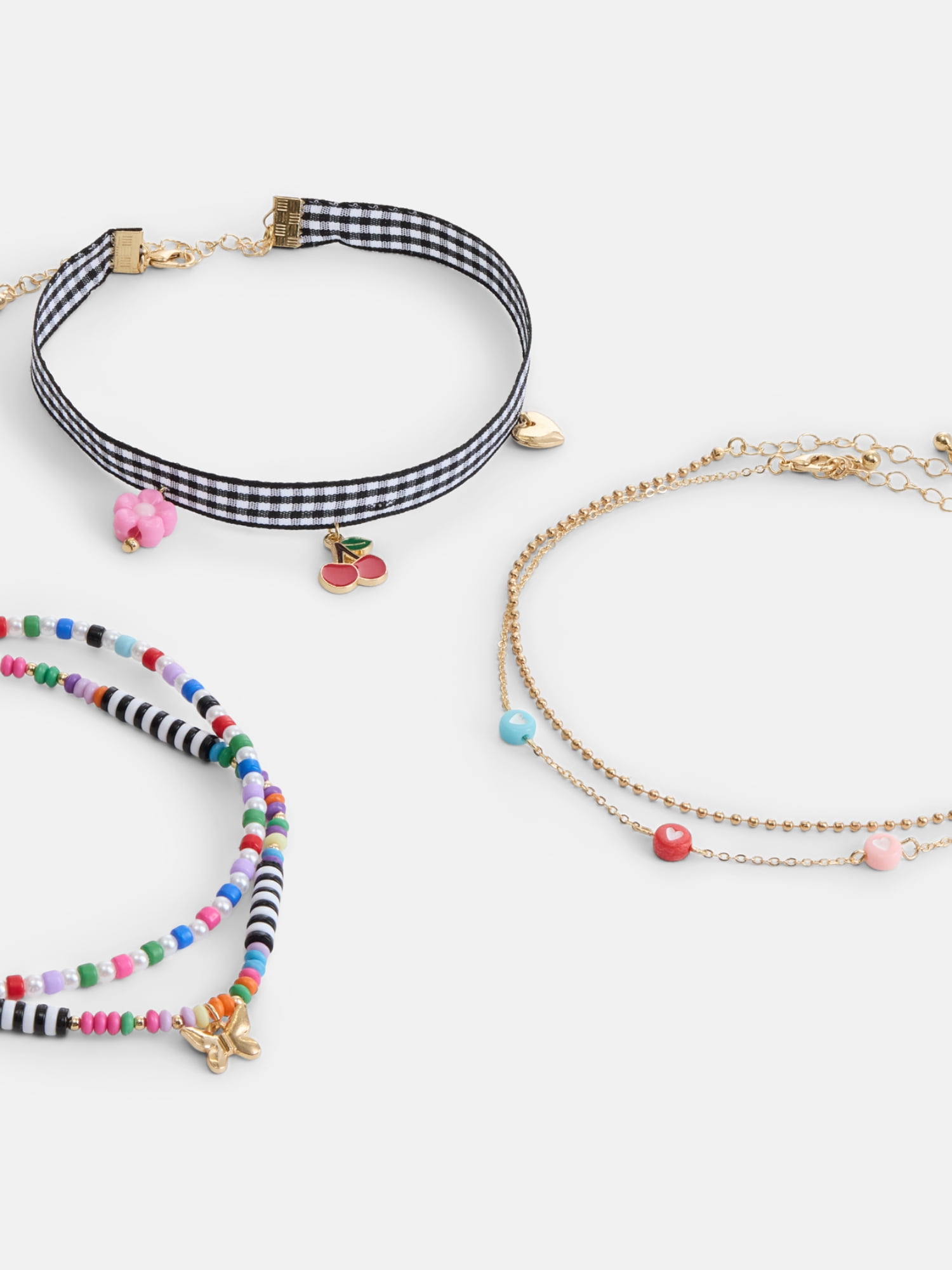 Wonder Nation Girls 5-Pack Cherry Choker Set, Gold/Multi