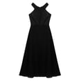 thumbnail image 4 of Manyakai Kids Girls Floral Lace Chiffon Sleeveless Bridesmaid Wedding Party Maxi Flower Girl Dress Black 10, 4 of 7