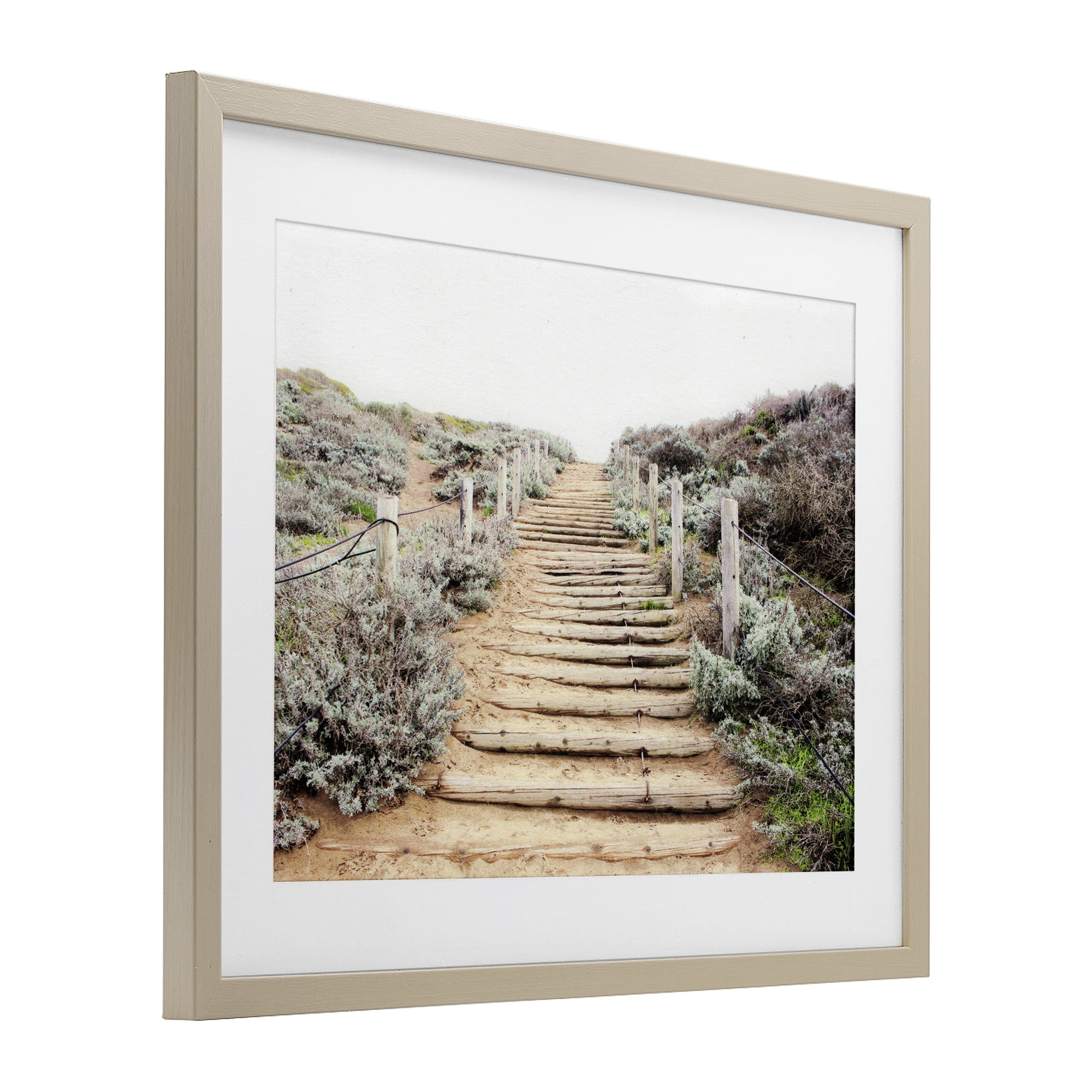 Wooden Stairway to Heaven Birch Framed Print Under Glass, design by Leah Noel Art