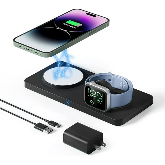 Wireless Charging Stand, 3 in 1 Wireless Charger Dock Station for iPhone 14 Pro Max/14 Pro/14 Plus/13/12/11/X/8 Series, Apple Watch Ultra/SE/8/7/6/5/4/3/2, AirPods Pro/3, Samsung Qi Phones