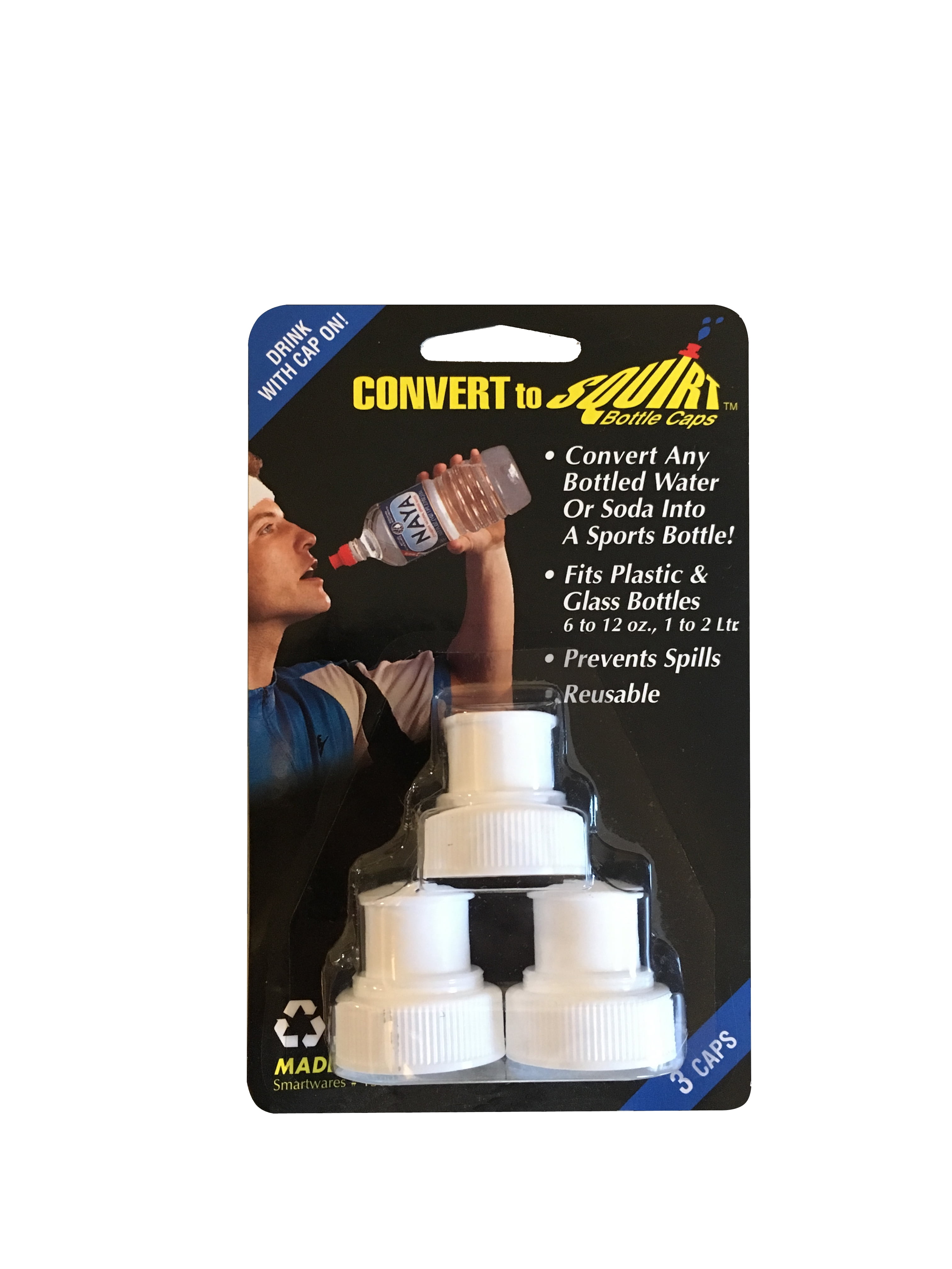 Smartwares ConvertToSquirt Bottle Caps, Push Pull Plastic Water bottle