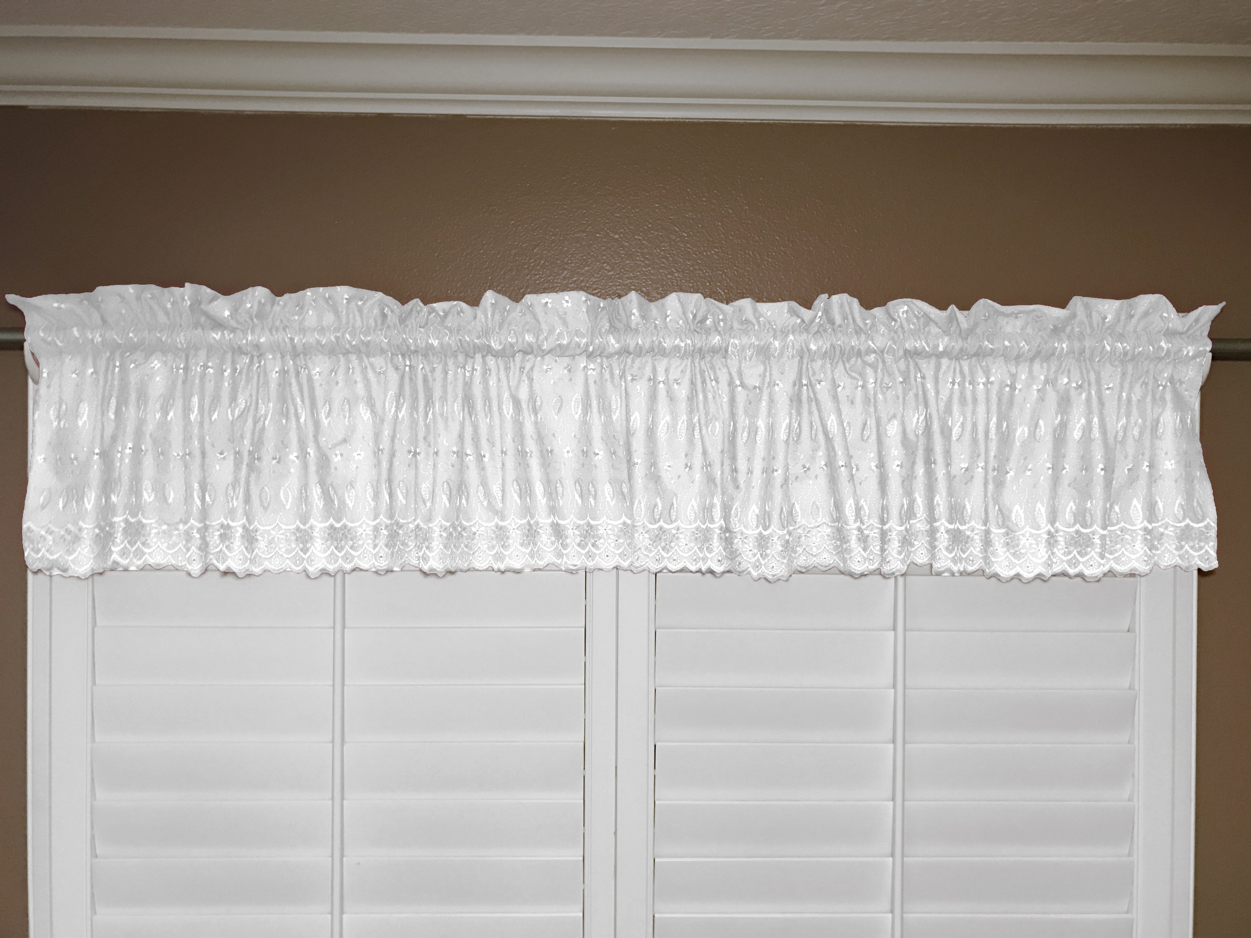 cotton eyelet window valance 58 wide white