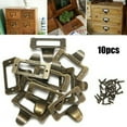 thumbnail image 2 of Luckyn Antique Style Brass Cabinet Drawer Label Tag File Name Card Holder Frame, Label Pulls 10 Pcs, 2 of 8