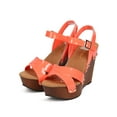 thumbnail image 5 of Nature Breeze EB06 Women Jelly Peep Toe Studded Criss Cross Clog Wedge Sandal, 5 of 5