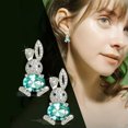 thumbnail image 5 of GKNET Fashion Rabbit Crystal Zircon Earrings Drop Dangle Elegant Women Wedding Jewelry-8-Pearl Rabbit, 5 of 9