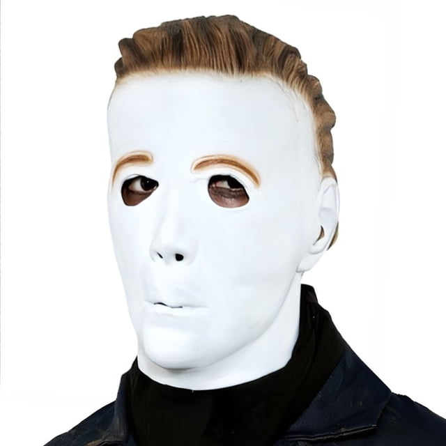 Máscara Paper Magic Michael Myers de látex con pelo moldeado, color blanco
