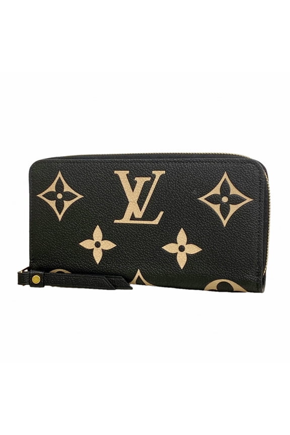 Pre-Owned Louis Vuitton Monogram Empreinte Bicolor Zippy Wallet M80481 Black Beige Women's Long